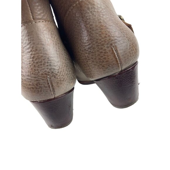 *Kork-Ease Isa Taupe Leather Booties Womens Size 6.5 Moto Buckle Zip Strap Boots - Picture 6 of 16